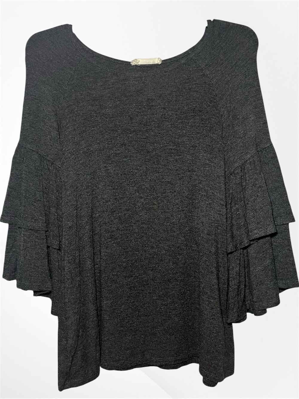 Pomelo Charcoal Gray Bell Sleeve Top Small